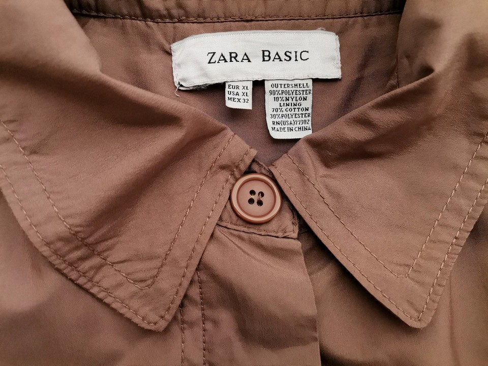 ZARA BASIC Rozmiar XL Kolor Brązowy Płaszcz Długi rękaw