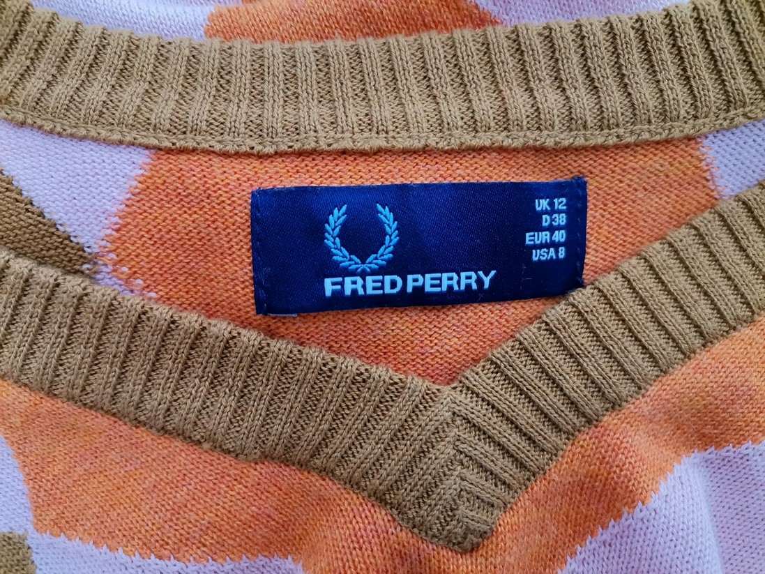 Fred Perry Rozmiar 12 (38) Kolor Brązowy Krata Kamizelka Bezrękawnik Materiał Bawełna 100%