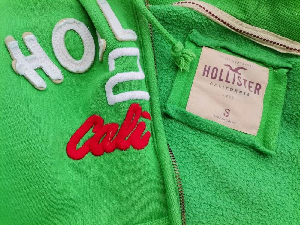 Hollister Rozmiar S Kolor Zielony Bluza na suwak Długi rękaw Materiał Bawełna