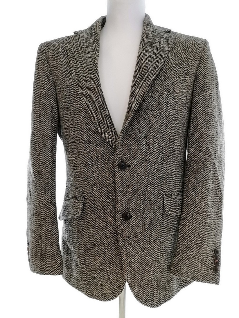 Harris Tweed Rozmiar 40 (XL) Kolor Szary Męska Marynarka Długi rękaw Materiał Wełna 100%