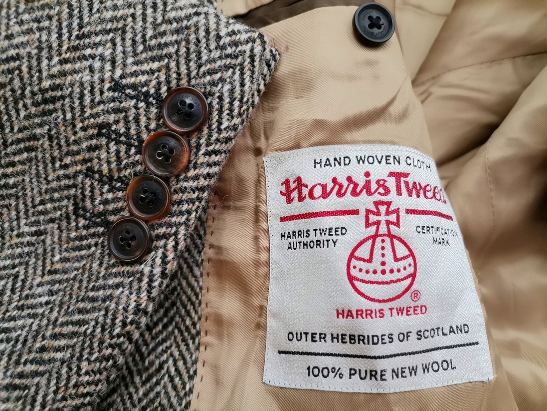 Harris Tweed Rozmiar 40 (XL) Kolor Szary Męska Marynarka Długi rękaw Materiał Wełna 100%