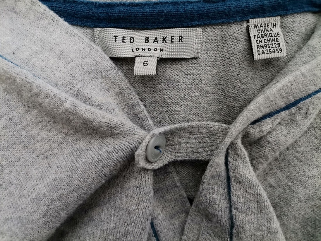 Ted Baker Rozmiar 5 (XXL) Kolor Szary Męski Sweter Rozpinany Długi rękaw Materiał Bawełna