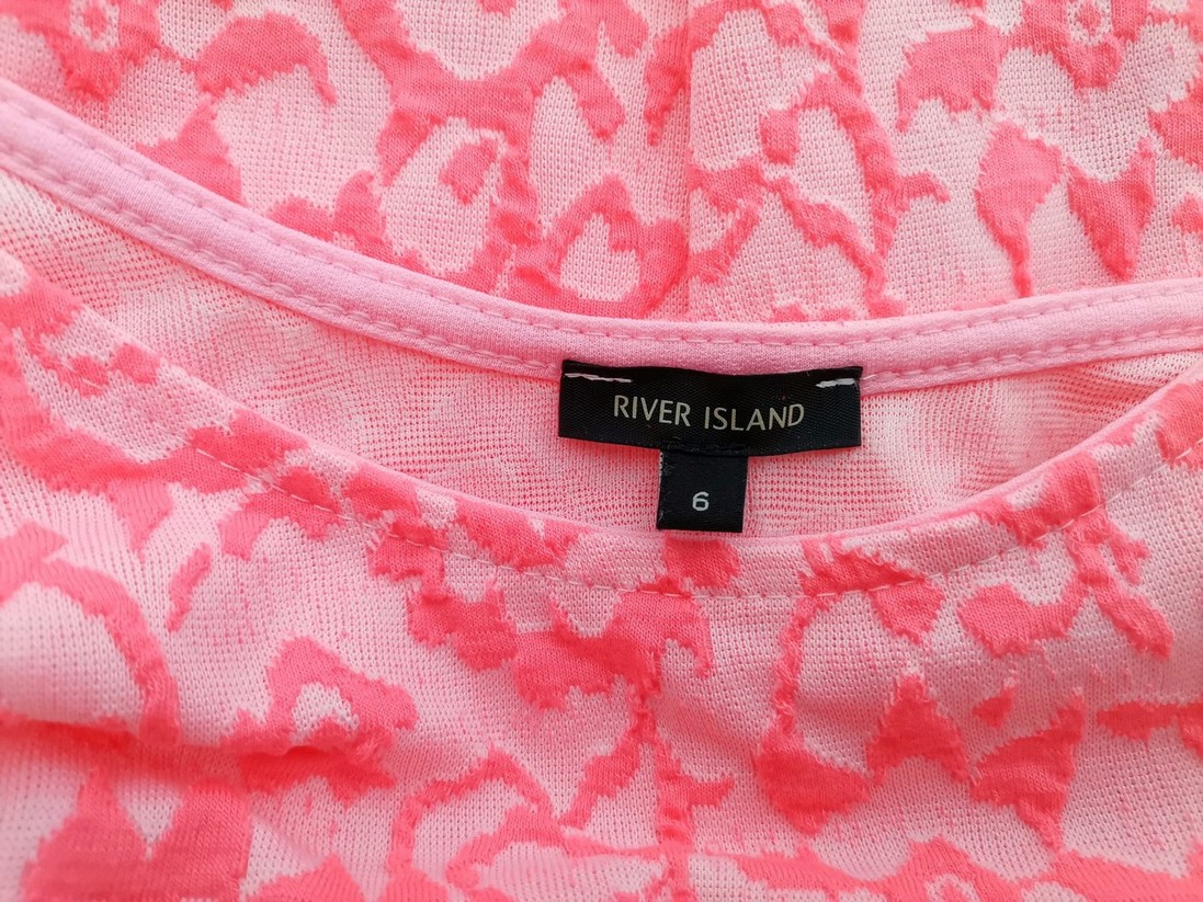 River island Rozmiar 6 (32) Kolor Różowy Okrągły dekolt Sukienka Bodycon Krótki rękaw Do Kolan