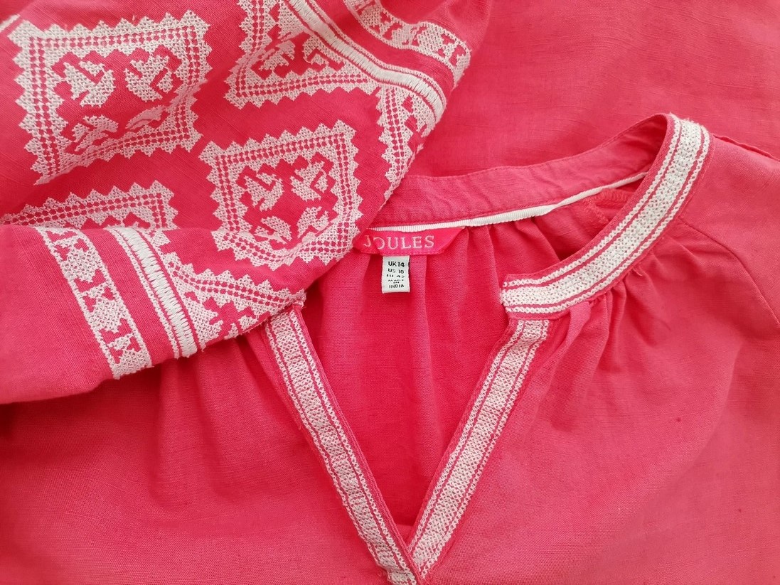 Joules Rozmiar 14 (42) Kolor Różowy Split Crew Neck Bluzka Długi rękaw Materiał Bawełna 100%