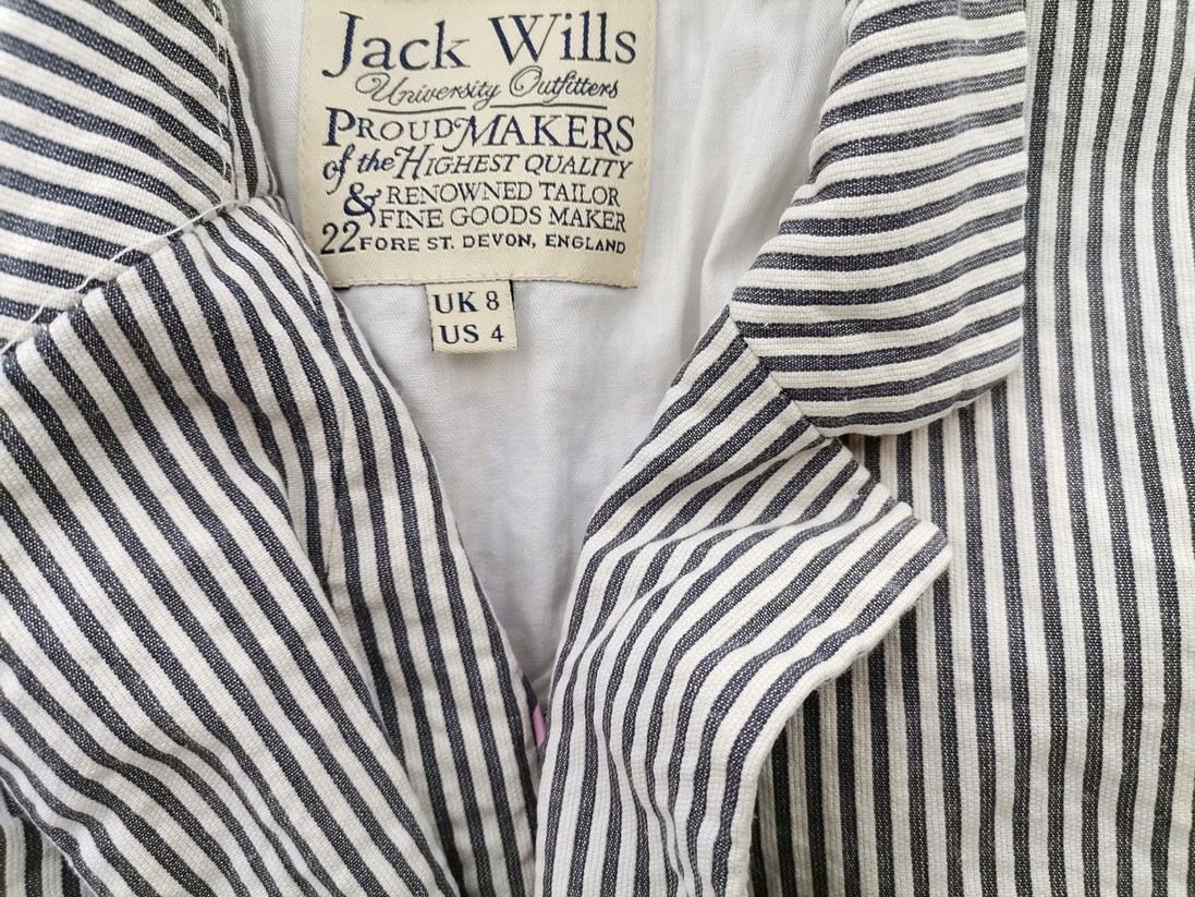 Jack Wills Rozmiar 8 (34) Kolor Szary Pasy Kołnierz Żakiet z zapięciem Długi rękaw Materiał Bawełna 100%