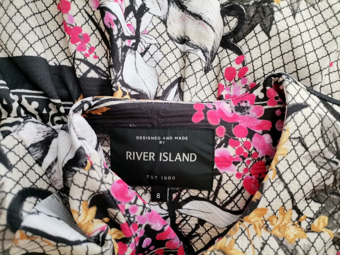 River island Rozmiar 8 (34) Kolor Czarny Split Crew Neck Żakiet na suwak Długi rękaw