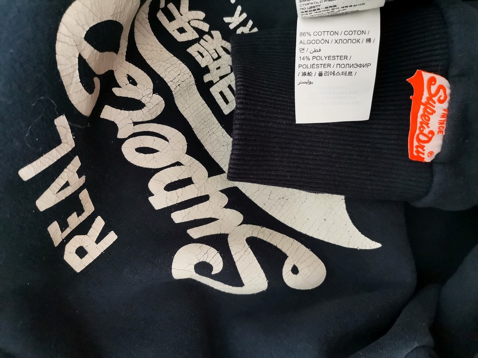 Superdry Rozmiar L Kolor Granatowy Bluza z kapturem Długi rękaw Materiał Bawełna