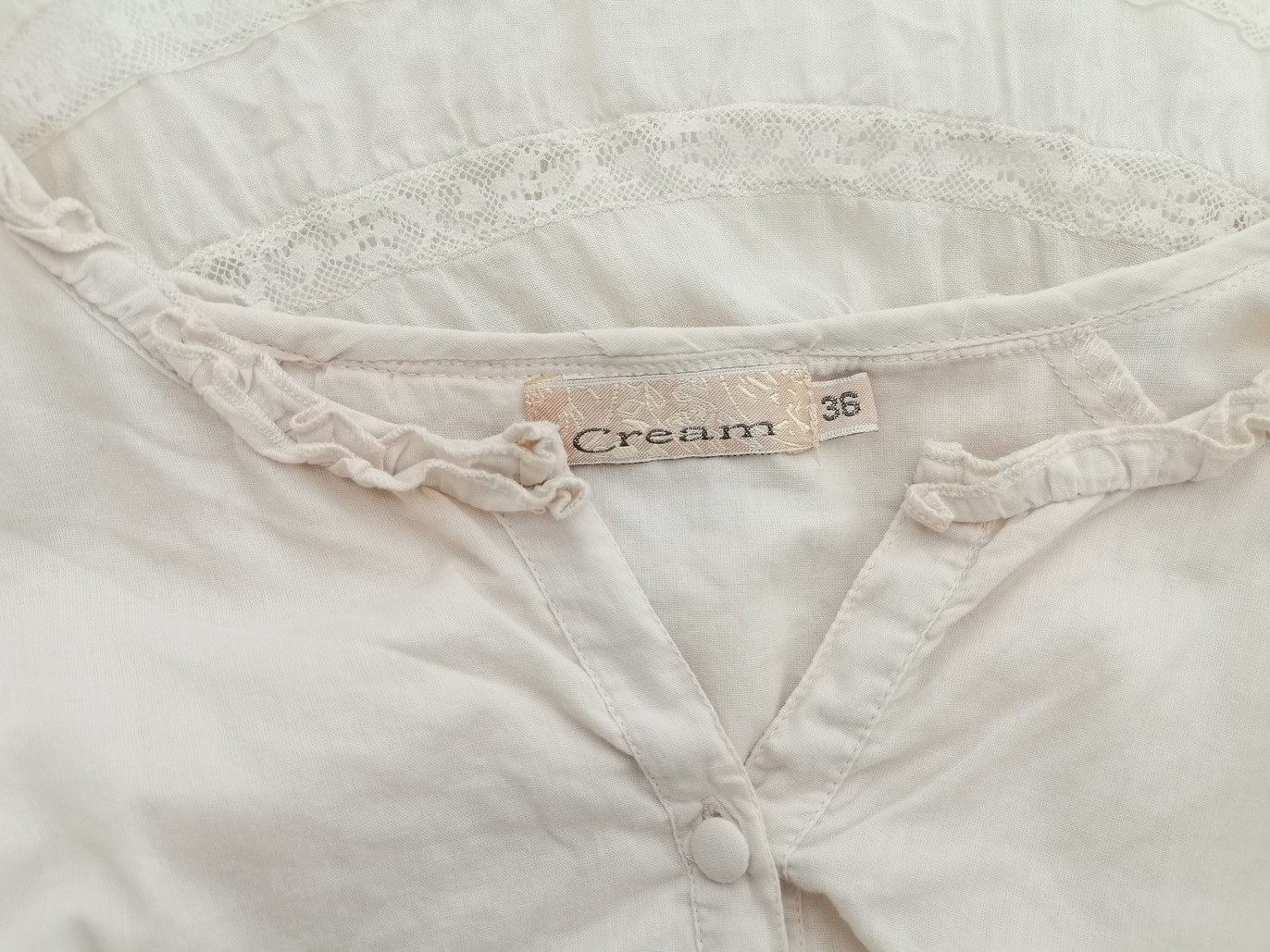 Cream Rozmiar 36 Kolor Kremowy Split Crew Neck Bluzka Peplum Długi rękaw