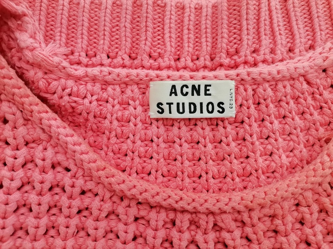 ACNE Studios Rozmiar M Kolor Różowy Okrągły dekolt Sweter Długi rękaw Materiał Bawełna 100% Gruba dzianina