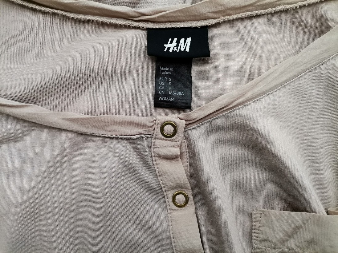 H&m Rozmiar S Kolor Szary Okrągły dekolt Sukienka Mini Rękaw 3/4 Krótka Materiał Wiskoza 100%