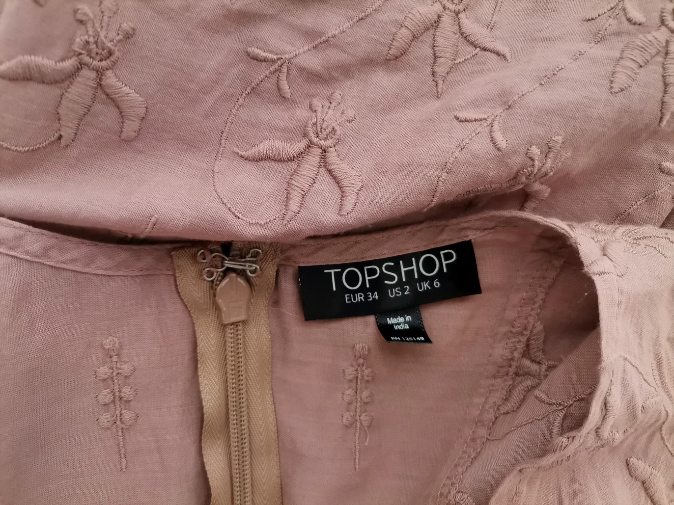 Topshop Rozmiar 6 (34) Kolor Fioletowy W serek Tunika Bluzka Krótki rękaw Materiał Bawełna 100%