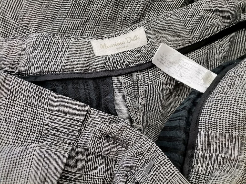 Massimo dutti Rozmiar 36 Kolor Szary Krata Spodnie Eleganckie Materiał Len 100%