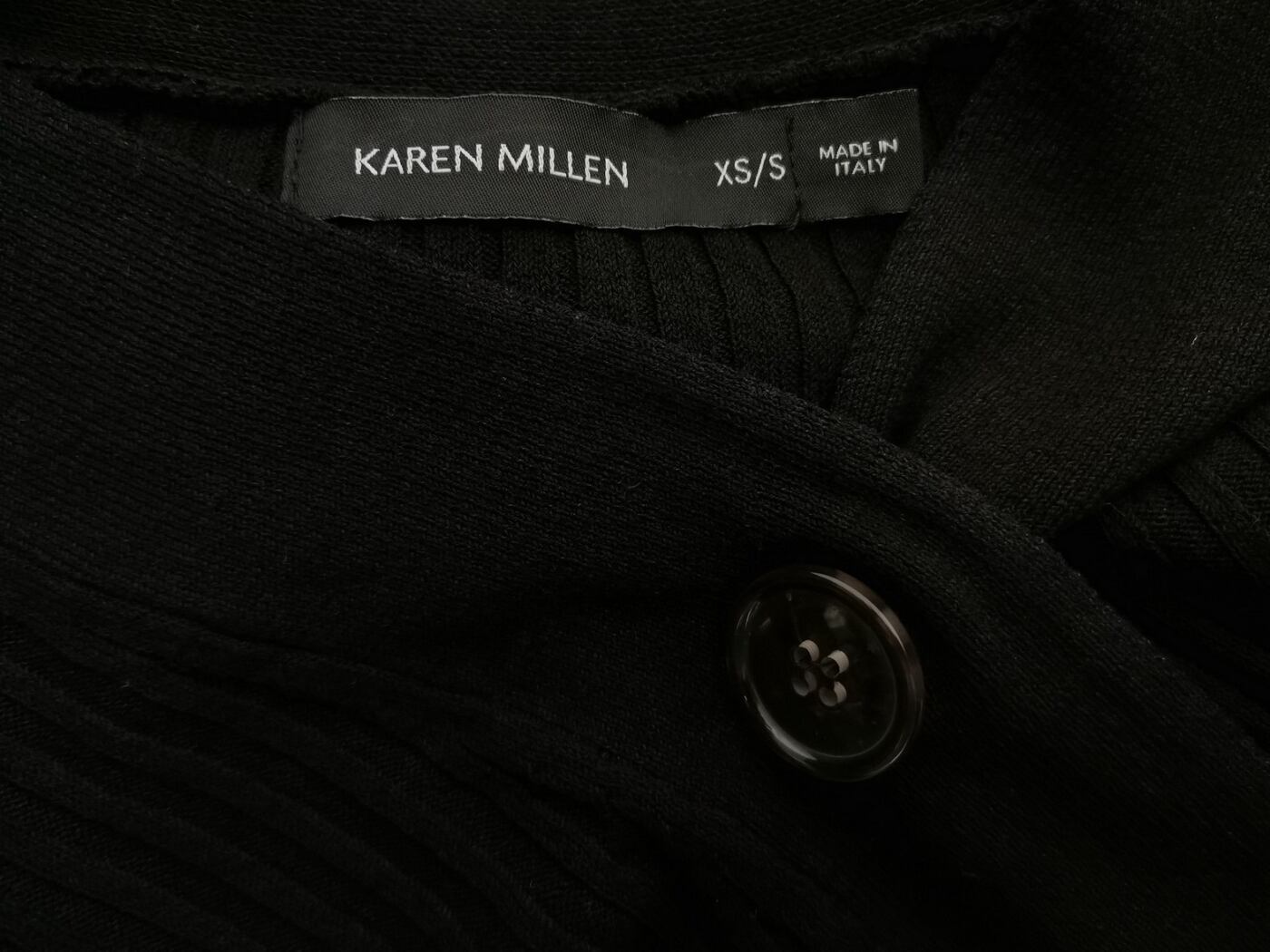 Karen MILLEN Rozmiar XS/S Kolor Czarny W serek Tunika Bluzka Dzianina Krótki rękaw Materiał Wiskoza