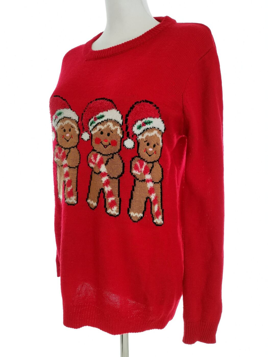 Merry Christmas Rozmiar 38/40 Kolor Czerwony Crew Neck Sweter Świąteczny Gwiazdka Długi rękaw Cienka dzianina