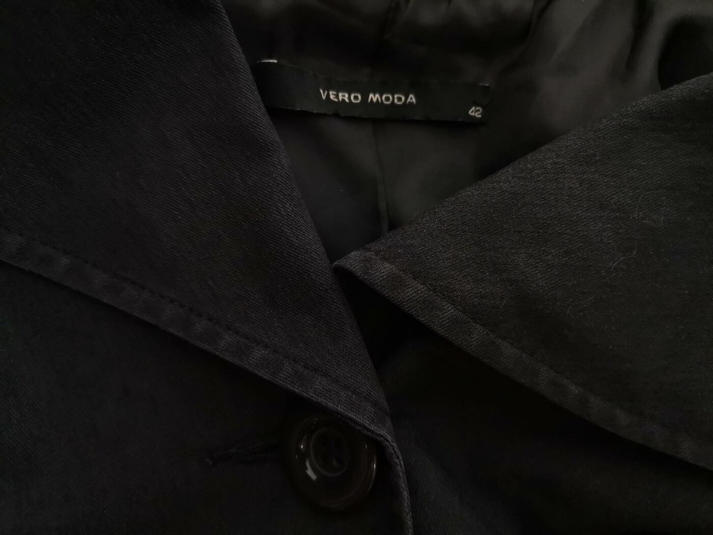 Vero moda Rozmiar 42 Kolor Czarny Kołnierz Żakiet z zapięciem Krótki rękaw Materiał Bawełna