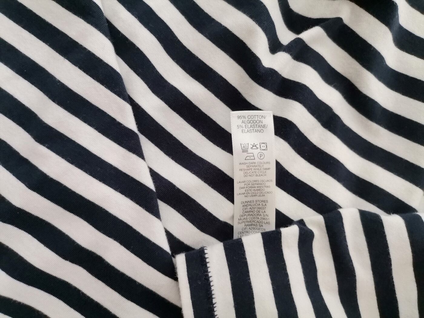 Dunnes stores Rozmiar L Kolor Granatowy Pasy Crew Neck Bluzka Rękaw 3/4 Materiał Bawełna