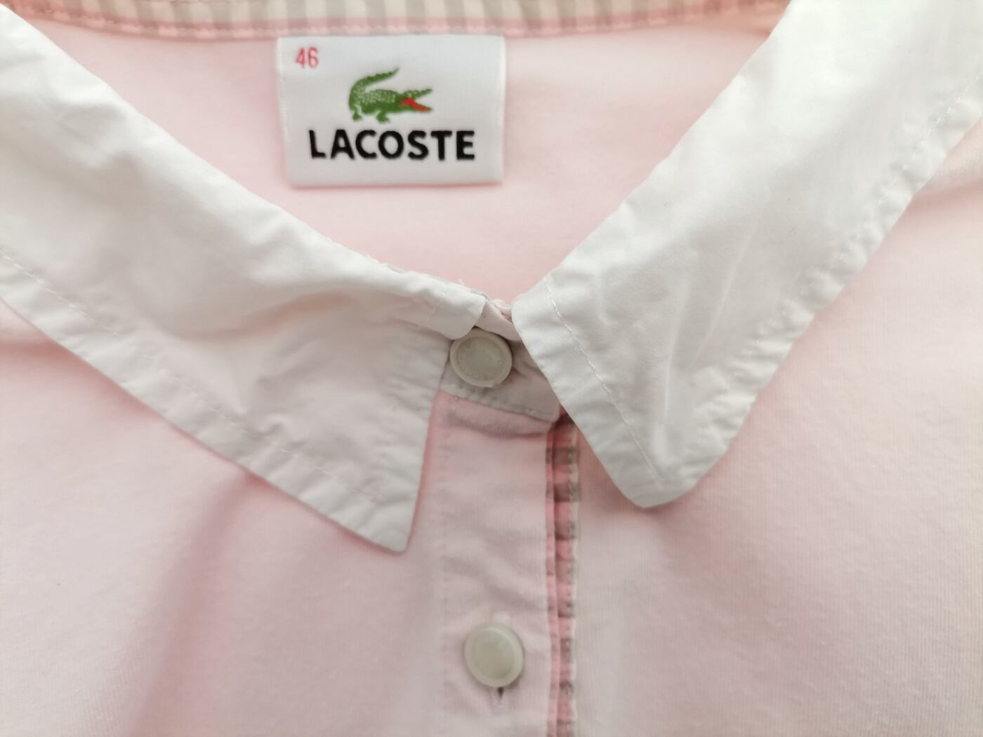 Lacoste Rozmiar 46 Kolor Różowy Kołnierz Koszulka Polo Rękaw 3/4 Materiał Bawełna