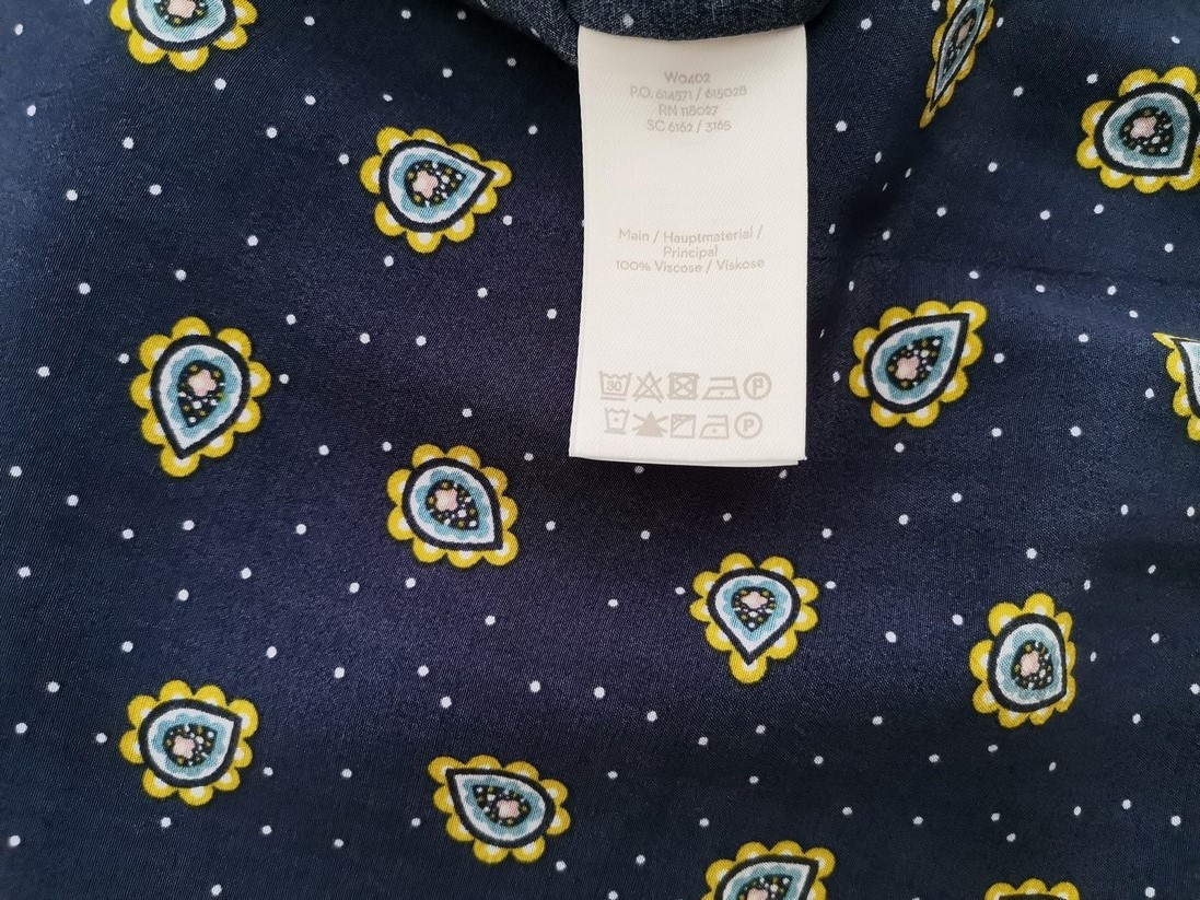 Boden Rozmiar 8 (36) Kolor Granatowy Paisley Keyhole Crew Neck Bluzka Krótki rękaw Materiał Wiskoza 100%