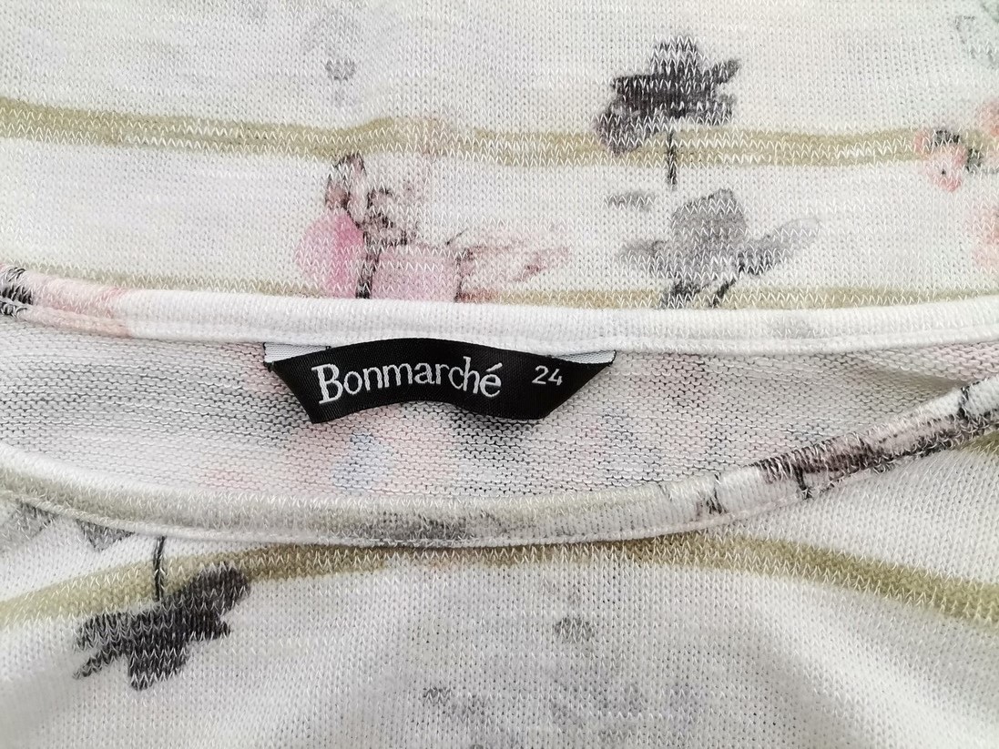 BONMARCHE Rozmiar 24 (52) Kolor Kremowy Okrągły dekolt Tunika Bluzka Rękaw 3/4