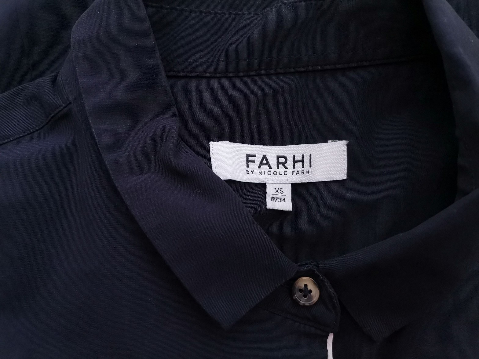 Farhi by Nicole Farhi Rozmiar XS Kolor Granatowy Kołnierz Bluzka Zapinana Bezrękawnik Materiał Bawełna