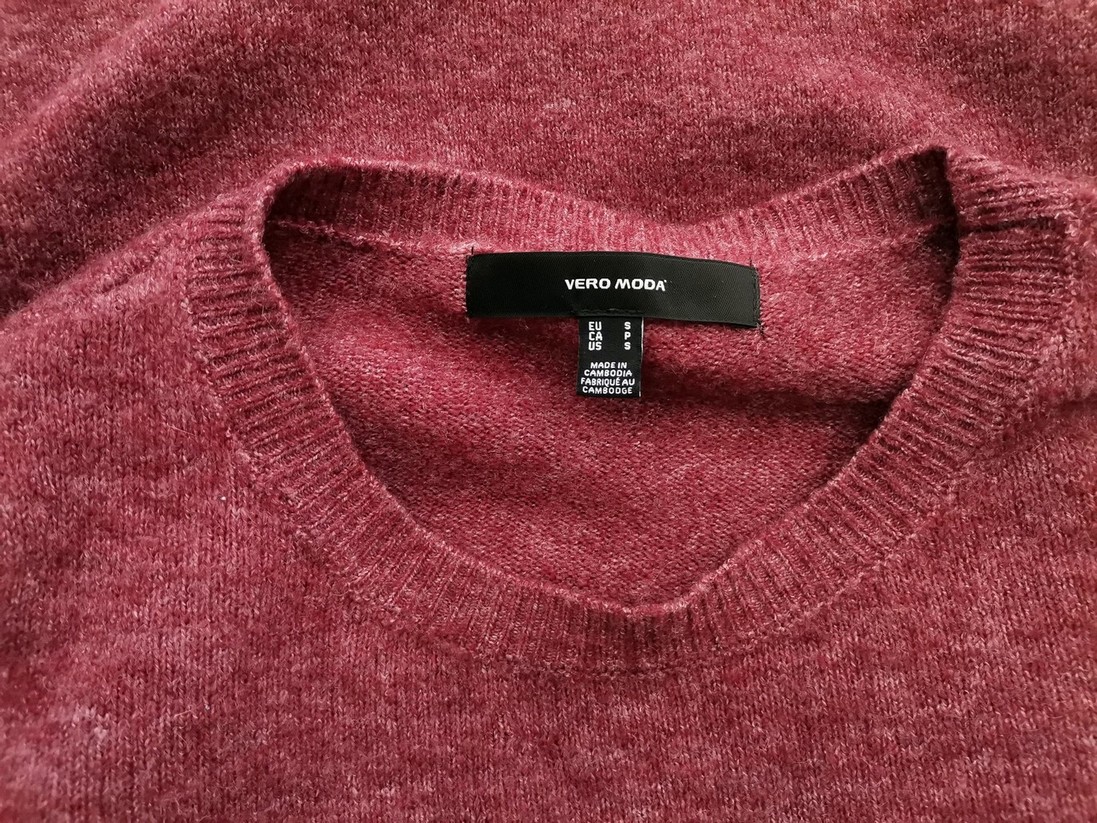 Vero moda Rozmiar S Kolor Różowy Crew Neck Sukienka Sweterkowa Długi rękaw Midi