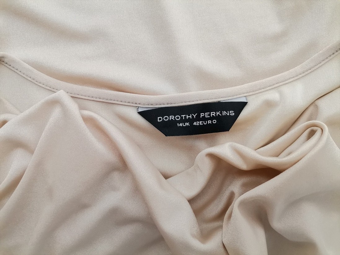 Dorothy perkins Rozmiar 14 (40) Kolor Beżowy Drapowany dekolt Bluzka Krótki rękaw