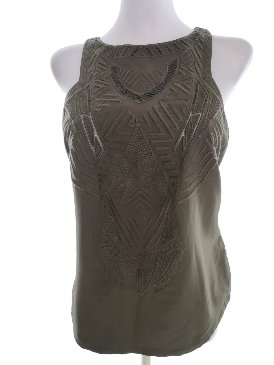 Karen MILLEN Rozmiar 12 (40) Kolor Khaki Crew Neck Bluzka Bezrękawnik