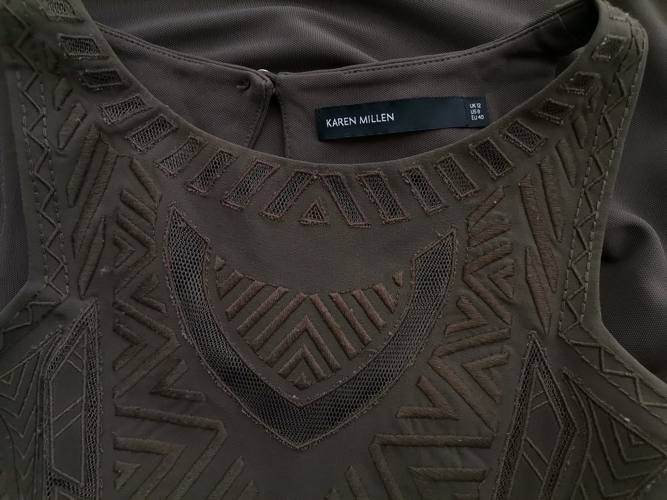 Karen MILLEN Rozmiar 12 (40) Kolor Khaki Crew Neck Bluzka Bezrękawnik