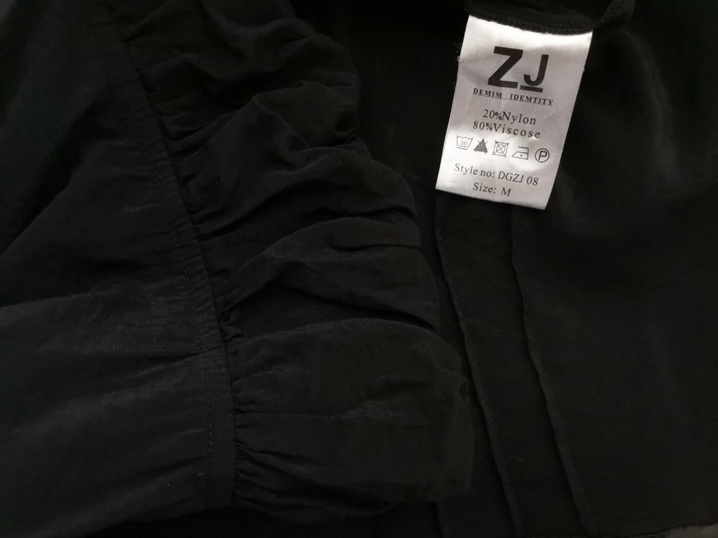 Zj denim Rozmiar M Kolor Czarny Kwadratowy dekolt Tunika Popover Bluzka Krótki rękaw Materiał Wiskoza