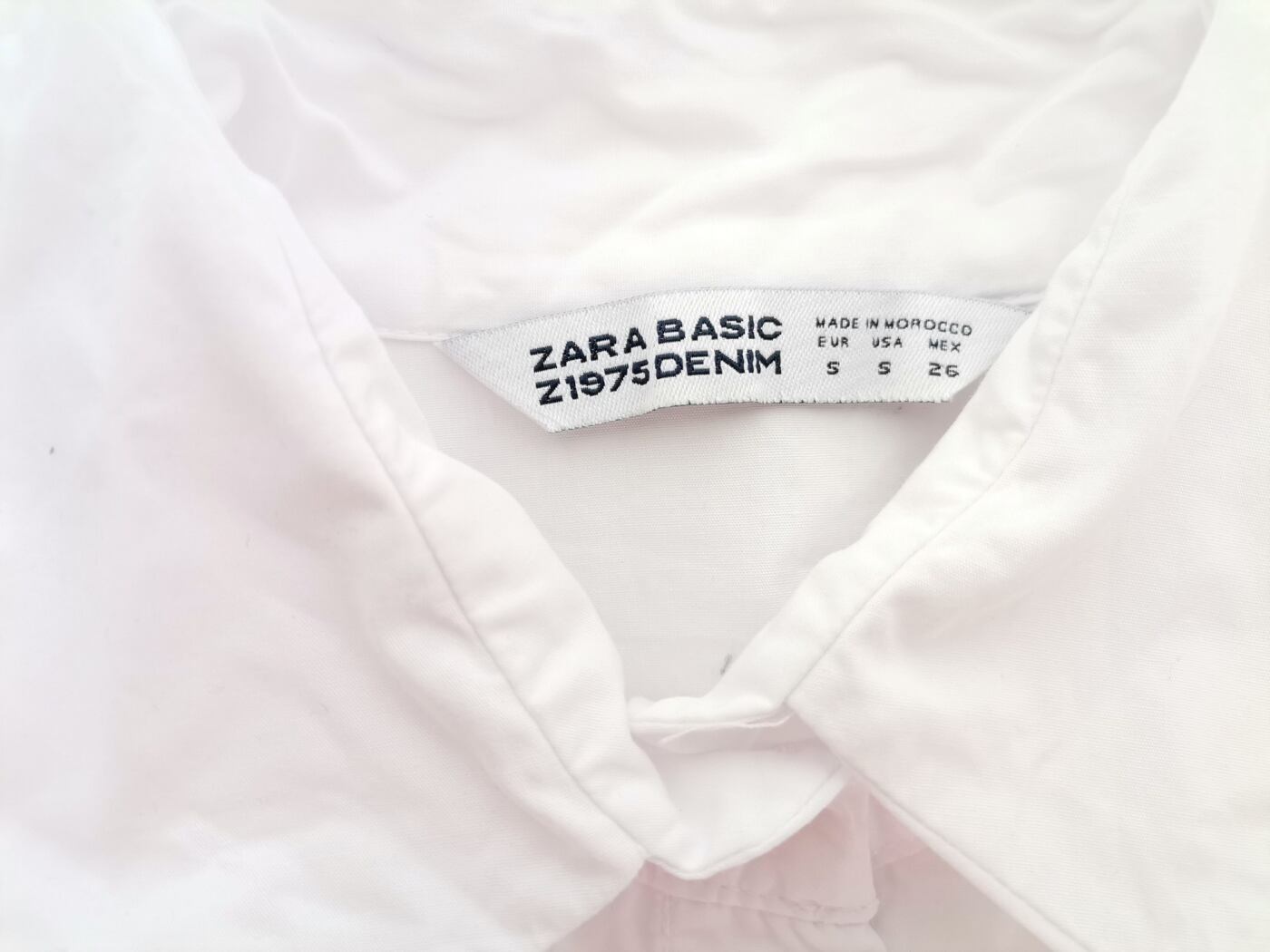 ZARA BASIC Rozmiar S Kolor Biały Kołnierz Bluzka Zapinana Krótki rękaw Materiał Bawełna 100%