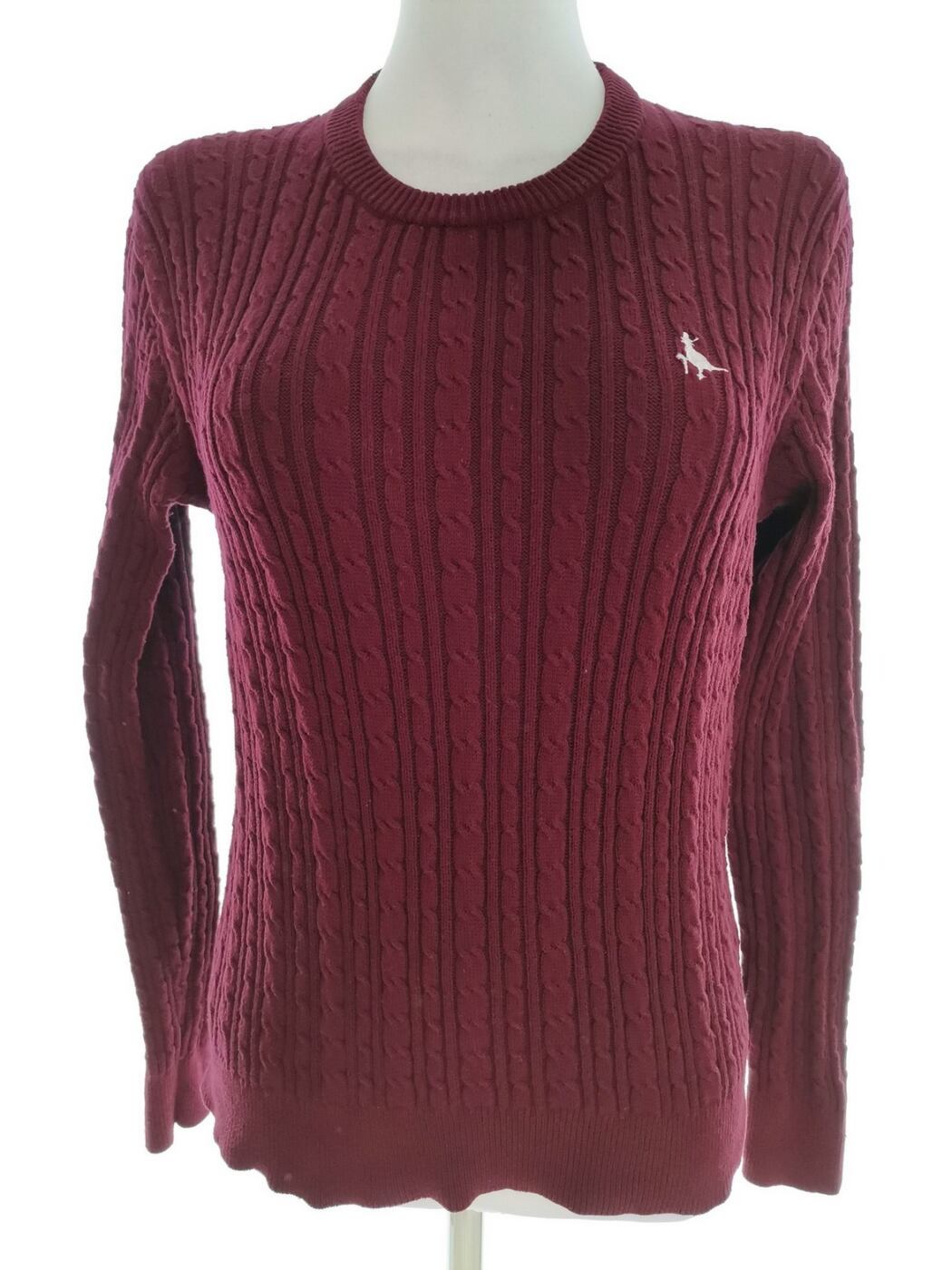 Jack Wills Rozmiar 12 (40) Kolor Purpurowy Crew Neck Sweter Długi rękaw Materiał Bawełna 100% Dzianina kablowa