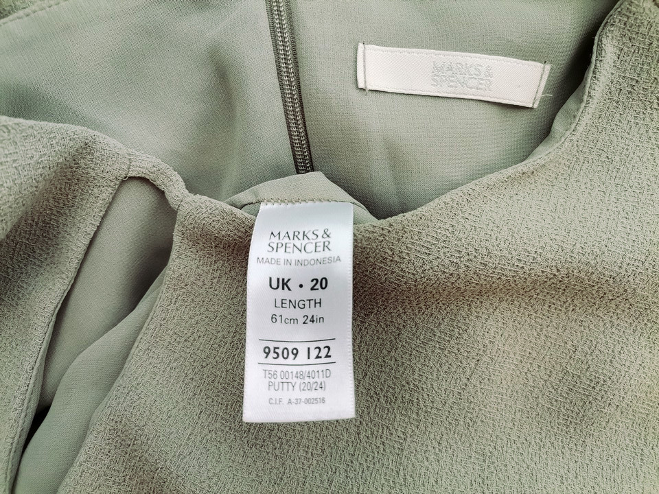 Marks&spencer Rozmiar 20 (48) Kolor Zielony Keyhole Crew Neck Sukienka Prostokątna Krótki rękaw Midi