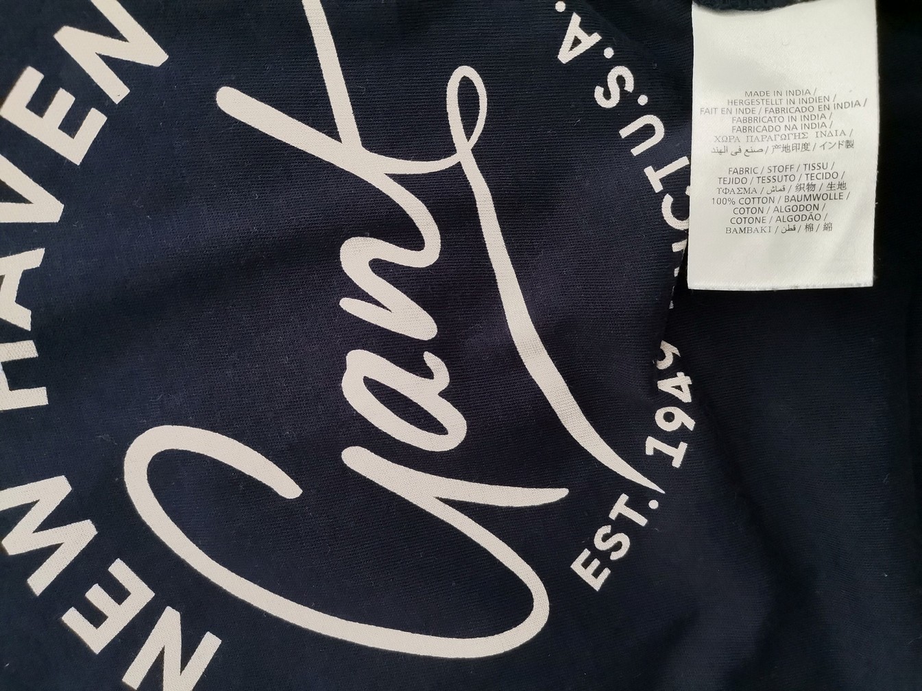 Gant Rozmiar XS Kolor Granatowy Crew Neck T-Shirt Krótki rękaw Materiał Bawełna 100%