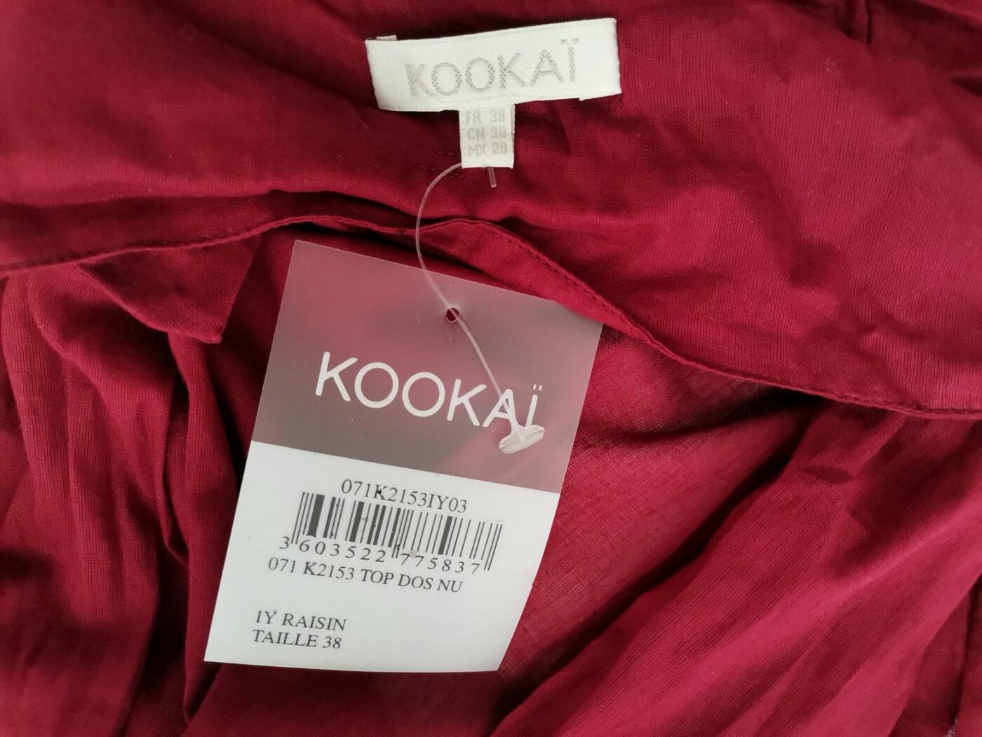 Kookai Rozmiar 38 Kolor Bordowy Halter Bluzka Crop Top Bezrękawnik Materiał Bawełna 100%