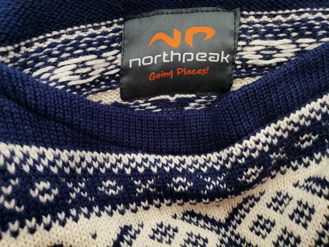 NORTHPEAK Rozmiar XL Kolor Granatowy Męski Sweter Długi rękaw Materiał Wełna 100%