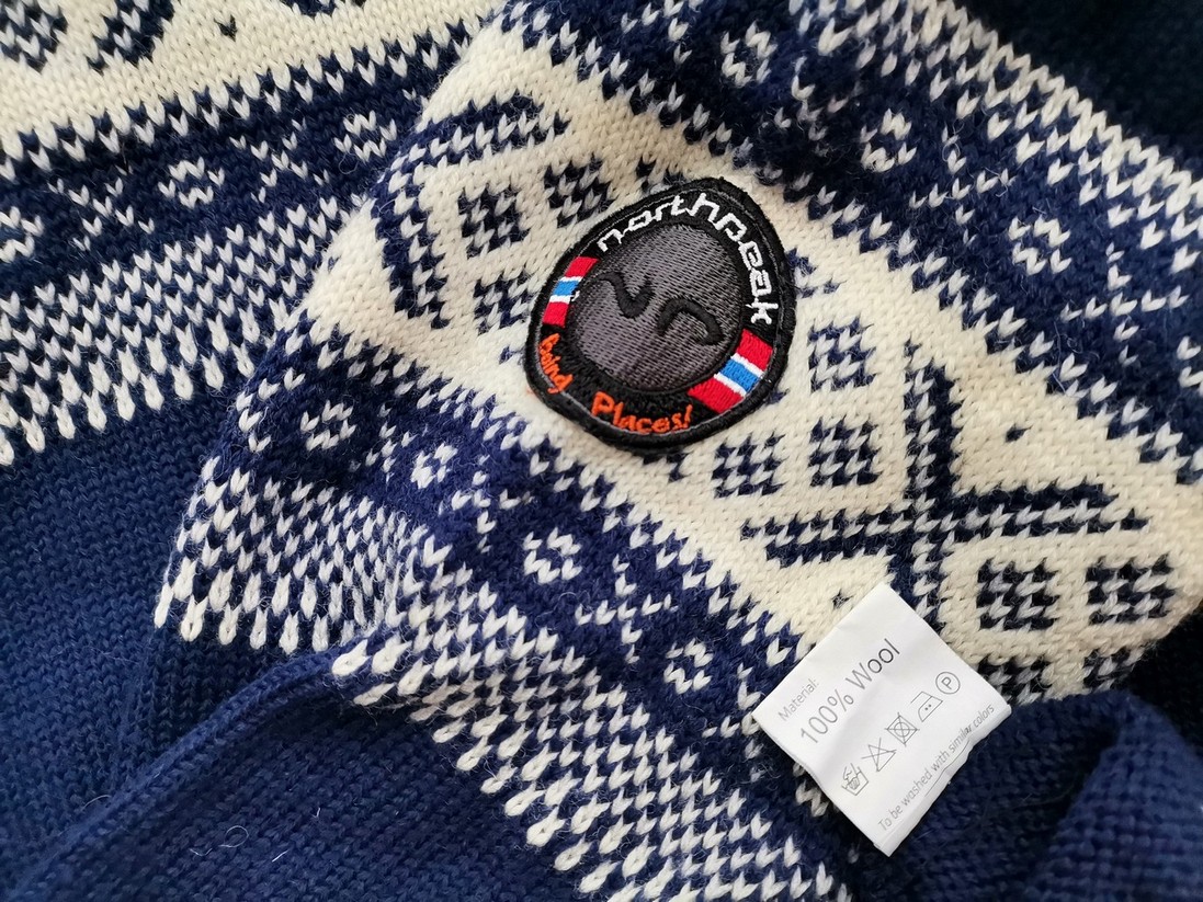 NORTHPEAK Rozmiar XL Kolor Granatowy Męski Sweter Długi rękaw Materiał Wełna 100%