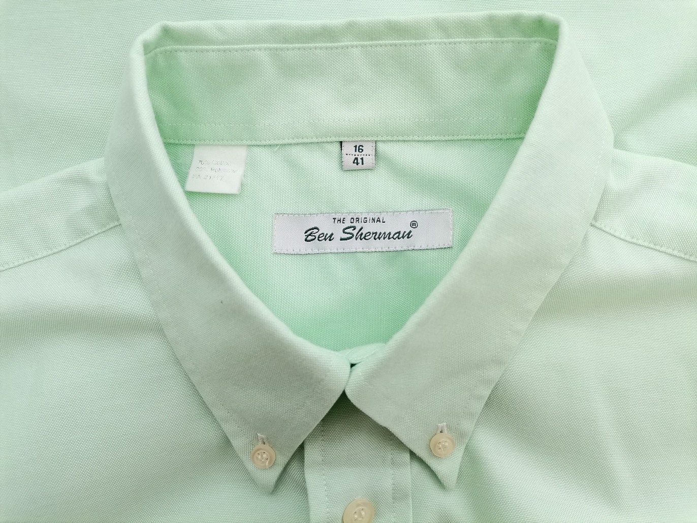 BEN SHERMAN Rozmiar 16 (41) Kolor Miętowy Kołnierz Męska Koszula Elegancka Krótki rękaw Materiał Bawełna