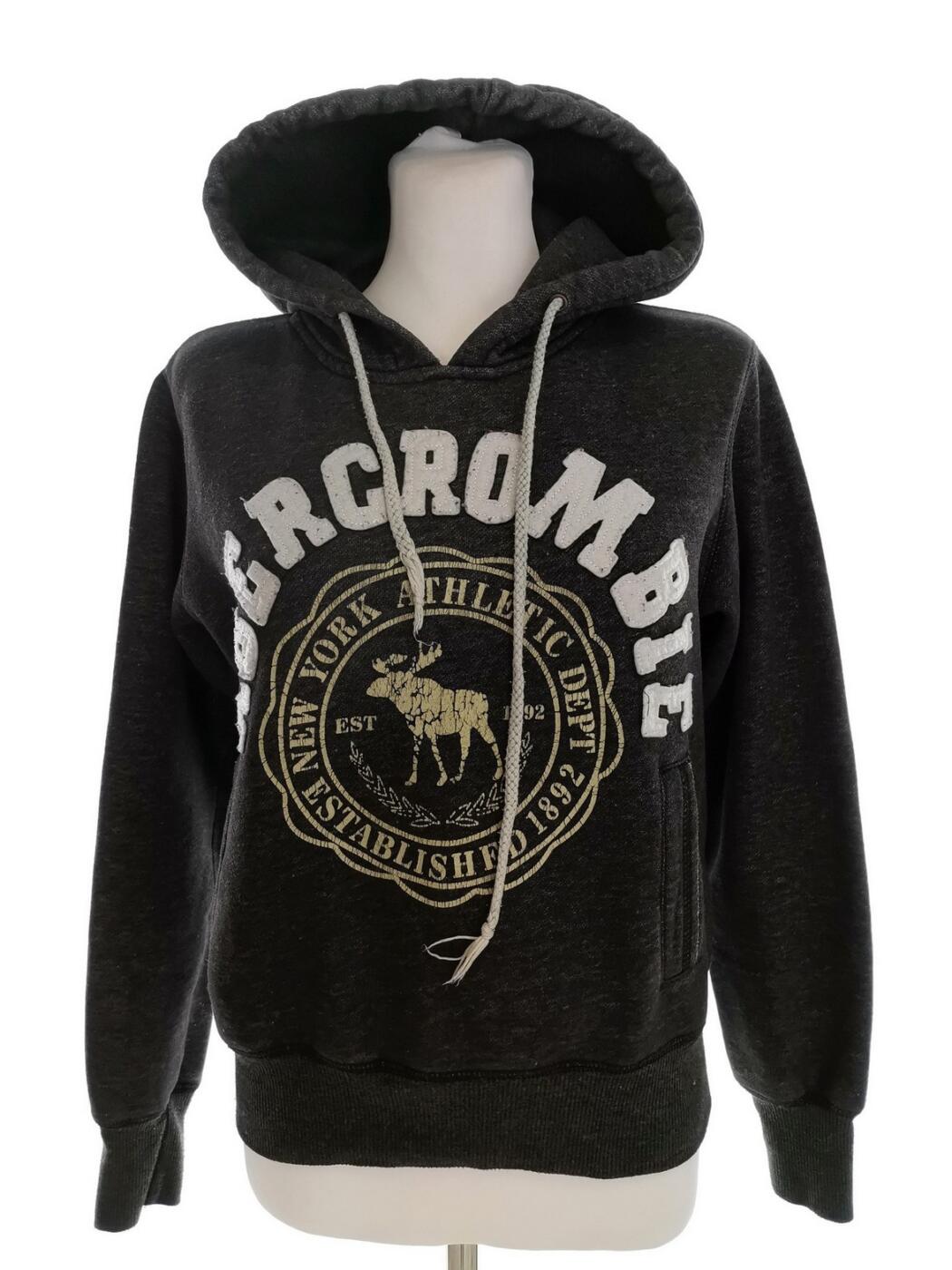 ABERCROMBIE & FITCH Rozmiar M Kolor Szary Bluza z kapturem Długi rękaw Materiał Bawełna