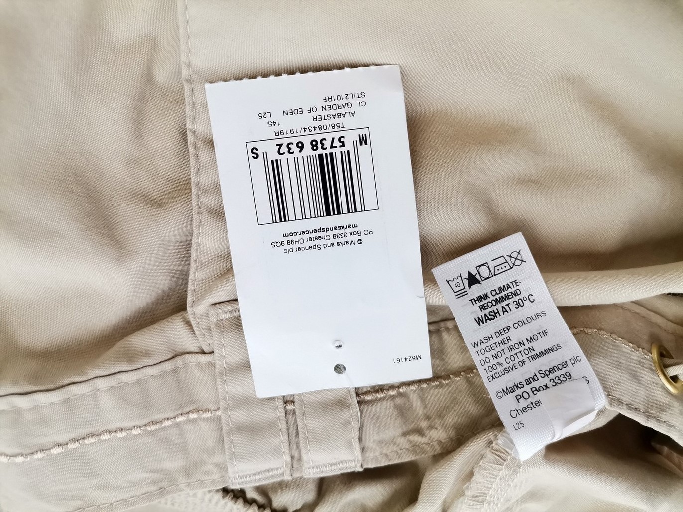 Marks&spencer Rozmiar 14 (42) Kolor Kremowy Spodnie Casual Materiał Bawełna 100%