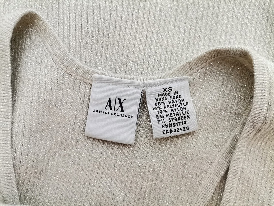 AX Armani Exchange Rozmiar XS Kolor Szary Dekolt U Bluzka Bezrękawnik Materiał Rayon