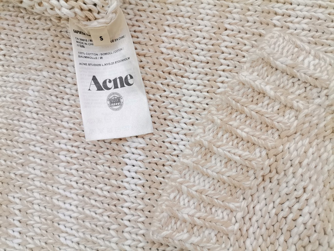 ACNE Studios Rozmiar S Kolor Kremowy Męski Sweter Długi rękaw Materiał Bawełna 100%