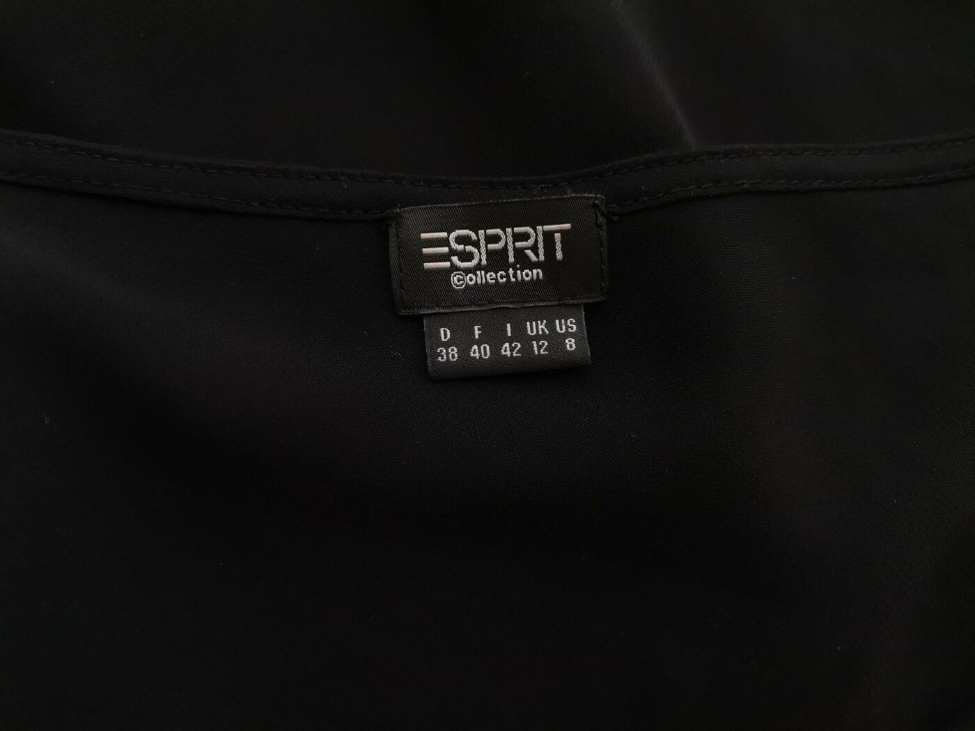 Esprit Rozmiar 38 Kolor Czarny Drapowany dekolt Tunika Bluzka Krótki rękaw