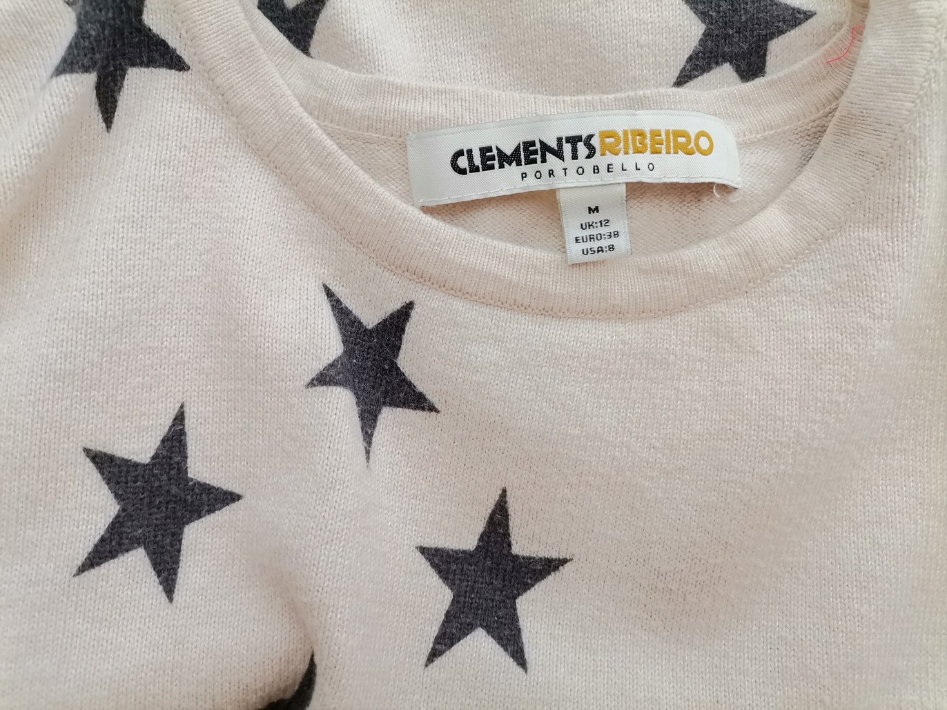 Clements Ribeiro Rozmiar M Kolor Kremowy Crew Neck Sweter Długi rękaw Materiał Bawełna Cienka dzianina