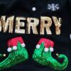 Merry Christmas Rozmiar 46/48 Kolor Czarny Crew Neck Sweter Świąteczny Gwiazdka Długi rękaw Cienka dzianina