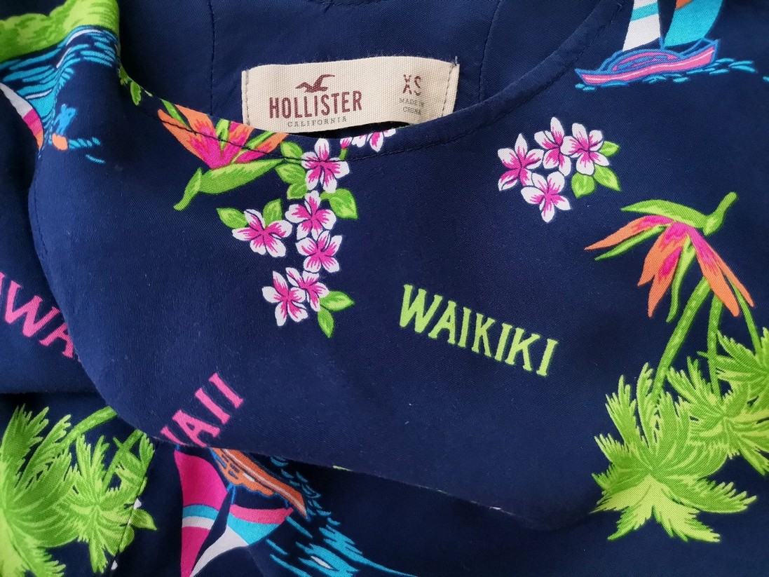 Hollister Rozmiar XS Kolor Granatowy Dekolt U Sukienka Mini Bezrękawnik Krótka Materiał Wiskoza 100%