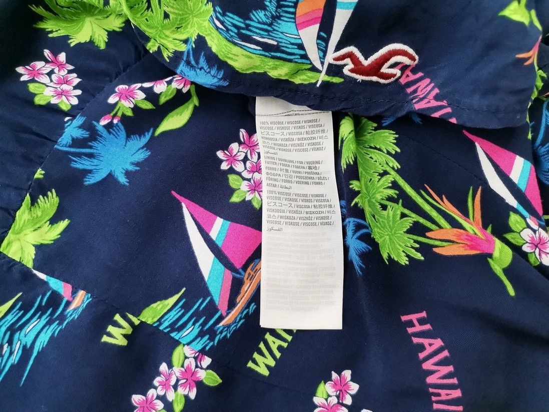 Hollister Rozmiar XS Kolor Granatowy Dekolt U Sukienka Mini Bezrękawnik Krótka Materiał Wiskoza 100%