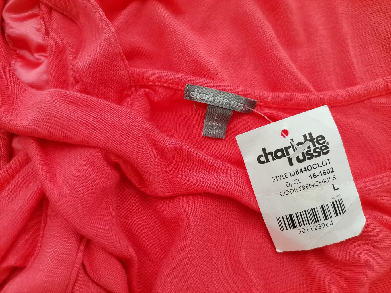 Charlotte russe Rozmiar L Kolor Pomarańczowy Drapowany dekolt Bluzka Bezrękawnik Materiał Rayon 100%