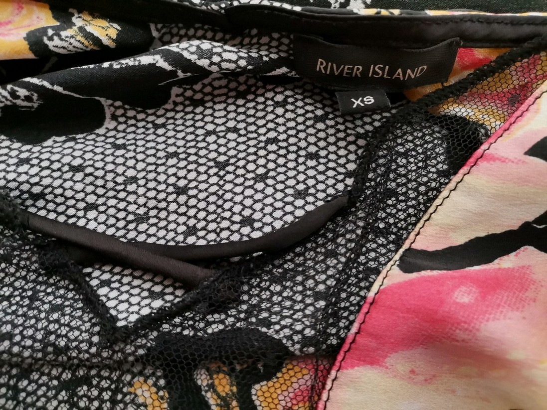 River island Rozmiar XS Kolor Czarny Dekolt Serce Bluzka Bezrękawnik