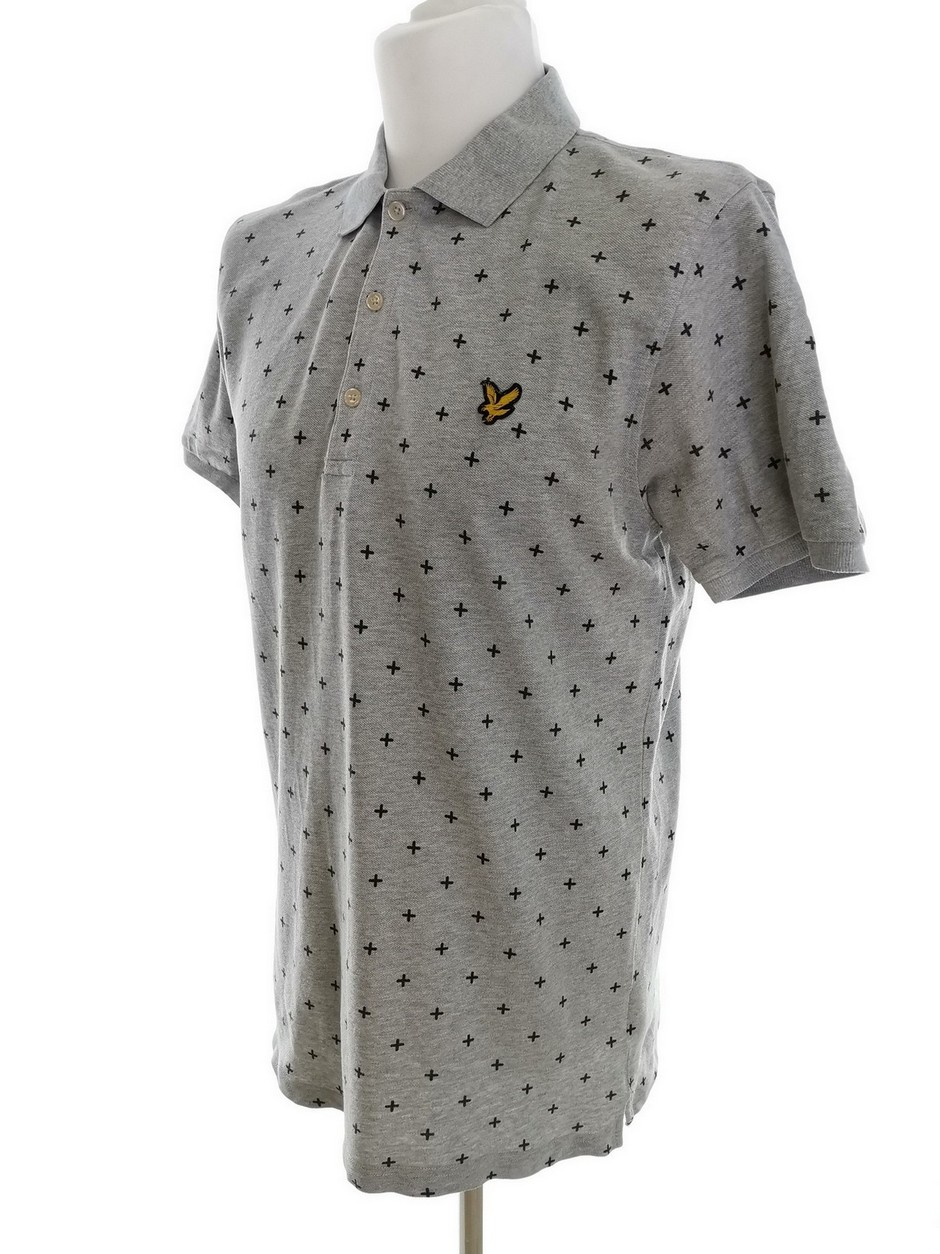 Lyle & Scott Rozmiar L Kolor Szary Kołnierz Męska Koszula Polo Krótki rękaw Materiał Bawełna 100%