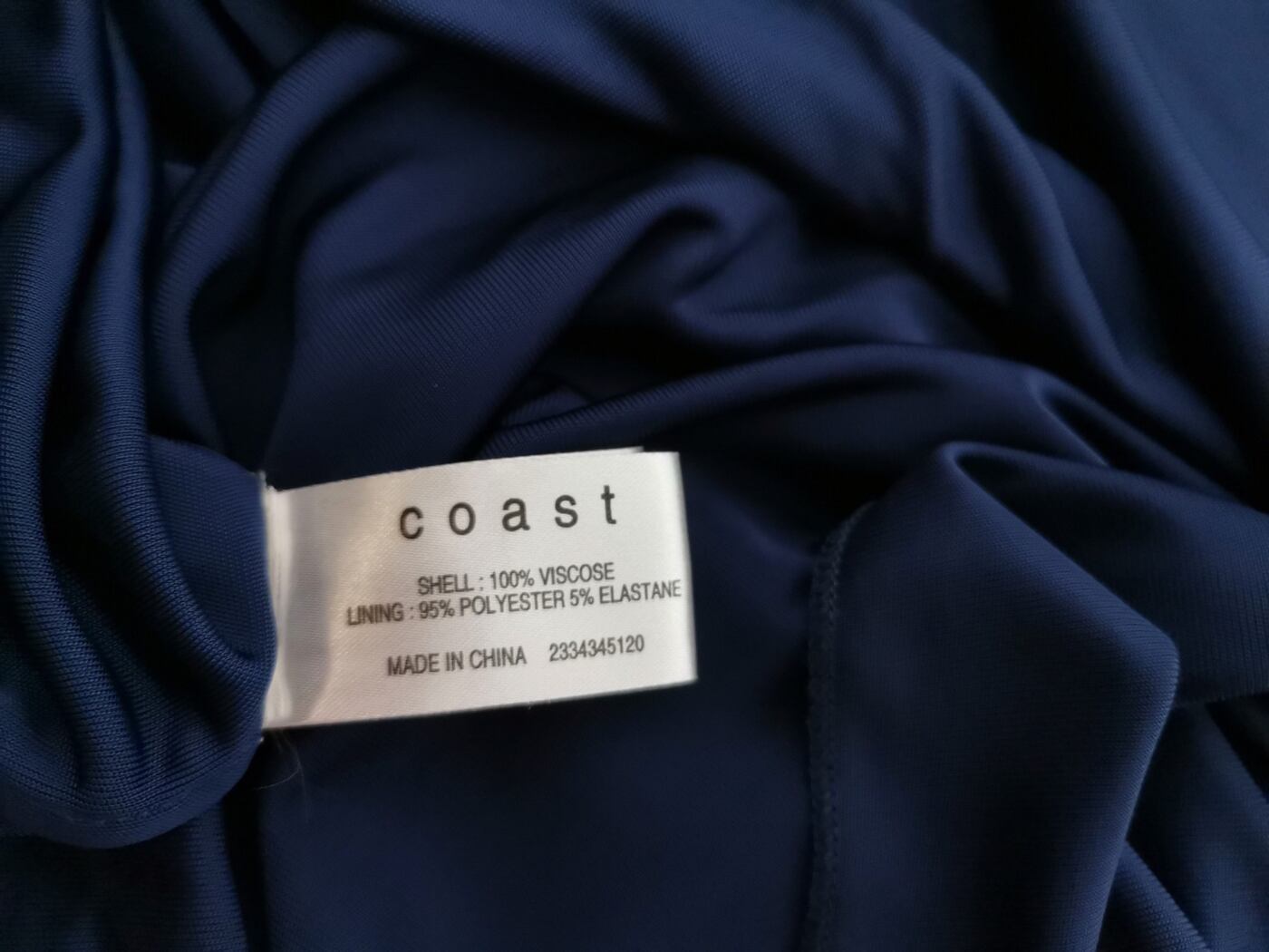 Coast Rozmiar 12 (40) Kolor Granatowy Na Jedno Ramię Sukienka Bodycon Bezrękawnik Midi Materiał Wiskoza 100%